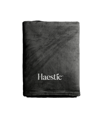 Haestic black plush hair towel, folded