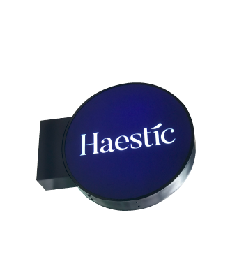 Haestic round illuminated barbershop signage