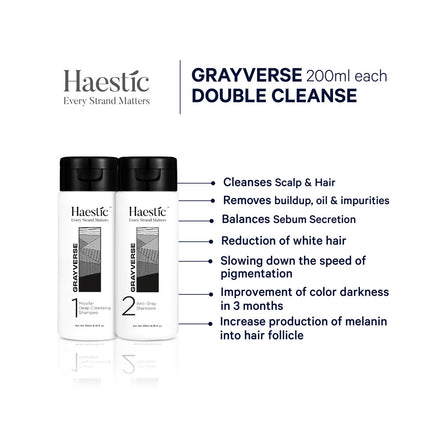 Grayverse double cleanse Haestic Blackening Hair Grey Gray Hair Solution Malaysia-Thin Hair, Grey Hair, Bald, Baldness Solution Rambut gugur, beruban