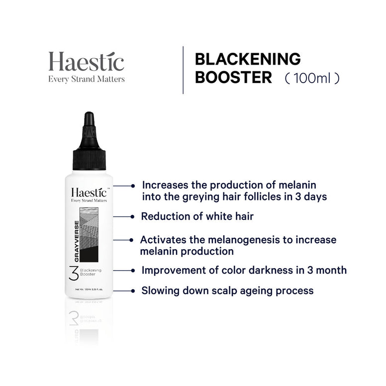 Grayverse Blackening Booster - Haestic Blackening Hair Grey Gray Hair Solution Malaysia-Thin Hair, Grey Hair, Bald, Baldness Solution Rambut gugur, beruban