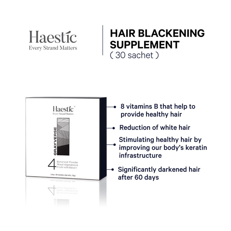 Hair Black Supplement - Haestic Blackening Hair Grey Gray Hair Solution Malaysia-Thin Hair, Grey Hair, Bald, Baldness Solution Rambut gugur, beruban